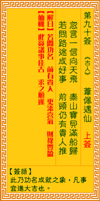 观音灵签第90签抽签解签